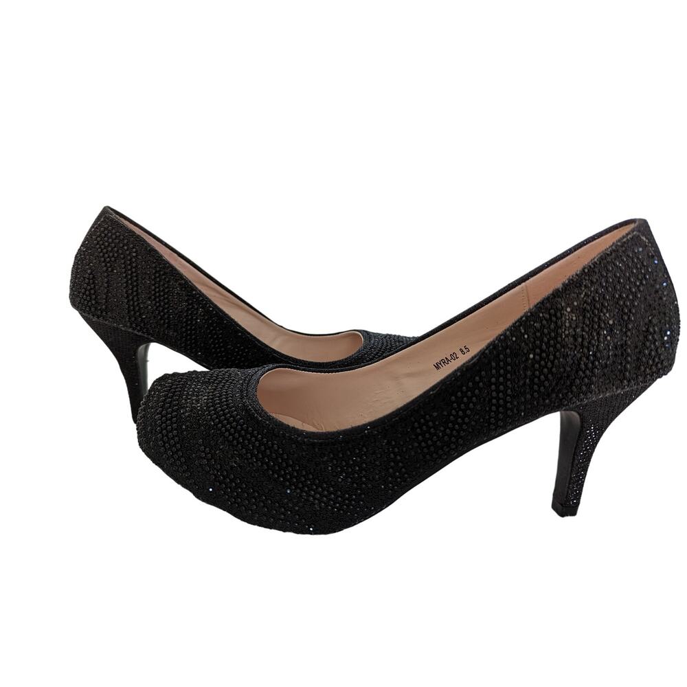 Bella Luna Myra Sparkle Rhinestone Beaded Heels Pumps Shoes Size 8.5